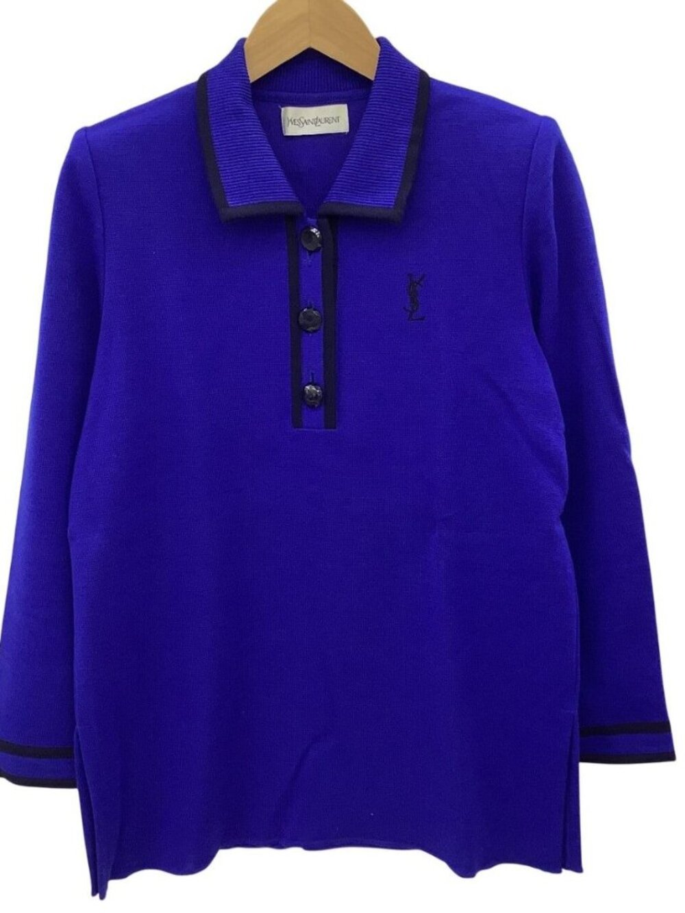 Saint Laurent Long Sleeve Polo Shirt M Blue